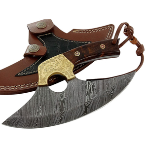 Couteau Ulu en acier Damas gravé sur mesure - Manche en bois pour droitiers, idéal pour les cadeaux et la découpe de précision - Product Image 1