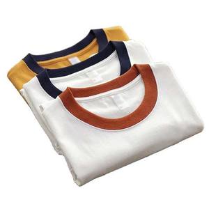 Camiseta Ringer personalizada para hombre, camiseta de manga corta de algodón de color sólido con bordado y logotipo impreso, ropa de talla grande - Product Image 1