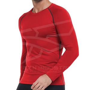 Vente en gros sur mesure Chemise de compression souple à col rond et à manches longues Collants en peluche de fitness à séchage rapide pour hommes - Product Image 5
