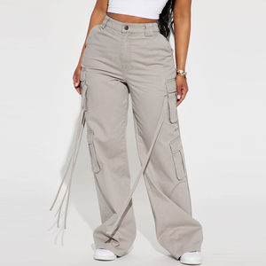 Wholesale Custom Made Plus Size Winter Wear Cargo Pants for <b>Women</b> Loose Fit Washed Cargo <b>Trousers</b> with Multi Pockets - Product Image 2