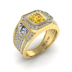 Anillo de bodas Cadillac de plata 925 chapado en oro con diamante radiante de Color amarillo de edición limitada para mujer a precio mayorista - Product Image 2