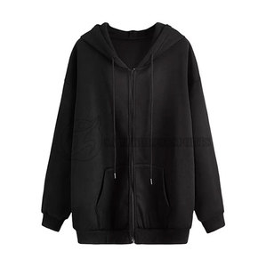 Sudadera con capucha extragrande personalizada para mujer, de forro polar, manga larga, con cremallera frontal completa, bolsillos tipo canguro, cuello con capucha, poliéster/algodón para otoño - Product Image 4