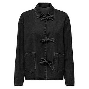 Chaqueta vaquera azul bordada al por mayor, abrigo a medida de alta calidad para mujer, Chaqueta corta informal a la moda para mujer - Product Image 4