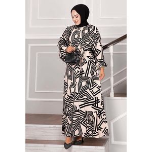 Buttoned <b>Viscose</b> <b>Hijab</b> Dress Stone - Product Image 4