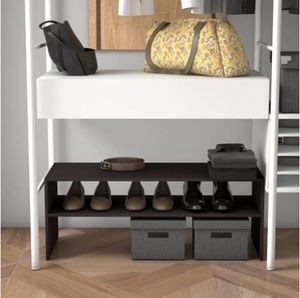ชั้นวางรองเท้าไม้สีดำแบบ2-in-1ทนทานเก็บของอเนกประสงค์ที่เก็บรองเท้าบูตจัดพื้นที่กว้างขวางสำหรับเฟอร์นิเจอร์บ้านที่อยู่อาศัย - Product Image 6