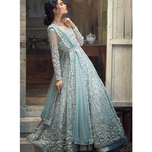 Traje étnico bordado tradicional de trabajo pesado Lehenga Maxi nupcial indio de la mejor calidad para damas estilo pakistaní - Product Image 4