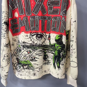 T-shirts entièrement imprimés, peints à la main, à manches longues, avec motifs diamant, vêtements de marque de créateur, fabrication sur mesure de t-shirts - Product Image 5