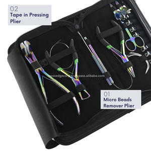 El kit de herramientas de extensión de cabello multicolor de la mejor calidad incluye 2 uds. Agujas tipo C también para engarzar microperlas y cinta en alicates - Product Image 3
