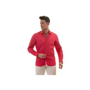 Chemise pour homme à manches longues coupe ajustée en carton uni blanc uni - Product Image 2