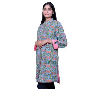 Veste de travail matelassée imprimé bloc à la main rembourrée avec une couche de coton doux vestes matelassées pour femmes produits les plus vendus - Product Image 1