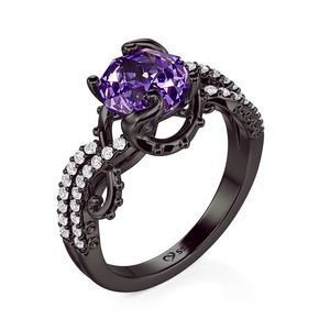 Jeulia <b>Black</b> Intertwined Purple Rose Cut Fine Engagement <b>Ring</b> - Product Image 2