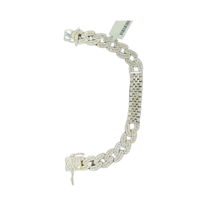 สร้อยข้อมือเงินแท้ 925 ชุบทอง ประดับเพชร CZ ทรงกลม สไตล์คิวบัน สำหรับผู้ชาย รุ่น SIBR0172 - Product Image 1