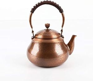 Théière en laiton antique traditionnelle, fabriquée à la main avec un motif floral en relief, théière en métal vintage pour la décoration de la maison et les cadeaux - Product Image 3