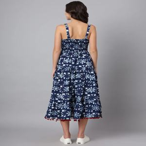 Robe ethnique vintage élégante à imprimé floral, à bretelles, longue, pour femmes, 100% coton, respirante, séchage rapide - Product Image 6