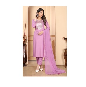 Premium Rayon Heavy Sequence bordado mujeres Kurtis pantalón con Dupatta vestidos casuales para exportación venta - Product Image 1