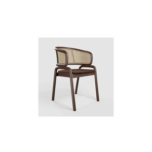 Silla de Comedor Gema Hecha de Madera de Teca Sólida con Respaldo de Madera y Ratán para Interiores y Exteriores - Product Image 2