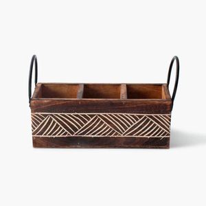 Customized Wooden Cutlery Holder with Metal Handle Spoon Knife Fork Utensils holder in Low Price - Product Image 1