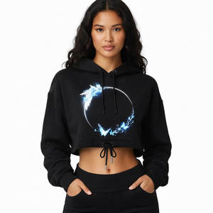 OEM custom <b>women</b> cropped <b>hoodie</b> featuring modern street style <b>soft</b> fabric comfortable fit ideal for everyday wear - Product Image 1