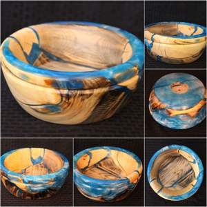 Bol en résine en bois de qualité supérieure décoré avec des accents d'agate naturelle - Product Image 6