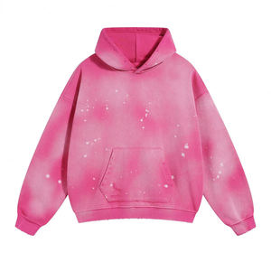 OEM Custom Streetwear Drop Shoulder Boxy Fit French Terry Cropped Cotton Zip Up <b>Rivet</b> Studded Rhinestone Heavyweigt Men Hoodies - Product Image 1