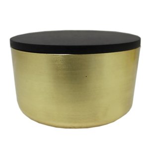 Boîte de rangement ronde en fer avec couvercle noir Boîtes en métal de grande taille couleur noir et or pour café - Product Image 6