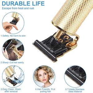 Tondeuse et kit de coupe de cheveux professionnels étanches rechargeables à lame en T pour une coupe de près, avec recharge USB pour la coupe et l'entretien des cheveux - Product Image 1