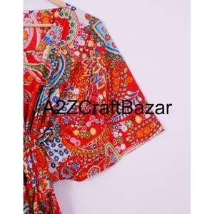 Handmade Pure Cotton Midi Bodycon <b>Kaftan</b> <b>Dress</b> Women Boho Floral Print Beach Wear Spring Summer Soft Breathable Comfort Casual - Product Image 4