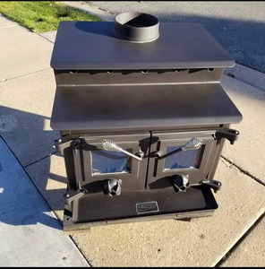 New Hearthstone Wood Stove Single Door <b>Cast</b> Iron Black Freestanding with Ash <b>Pan</b> Direct Vent Modern Outdoor Wood-Burning Pellet - Product Image 5