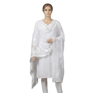 Écharpe de style châle en voile de coton polyester brodé de dentelle et de strass, pour femmes musulmanes africaines, 2,2 m, ethnique, vente en gros spéciale - Product Image 1