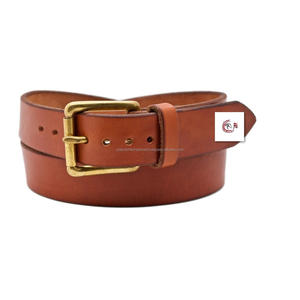 Cinturón de cuero fresado de país tostado de alta calidad para hombres Logotipo personalizado Acabado cepillado Hebilla de aleación de zinc Perfil formal Producto de caballo - Product Image 2