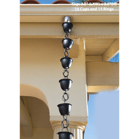 Chaîne de pluie décorative de jardin vintage en métal fait main, revêtement poudré, plaqué cuivre, diamètre 30 mm, à suspendre au mur, motif floral