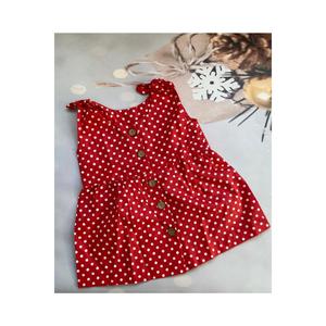 Vestito abbottonato a pois rosso da bambina - Product Image 1