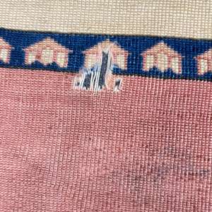 Tapis turc vintage 6,1x7,3 pi (186x221 cm), tapis en laine à carreaux rouges - Product Image 3