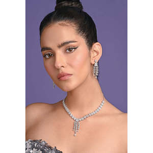 Juego de Collar de Plata de Ley 925 de Primera Calidad para Mujer, Estilo Bonito con Perlas y Diamantes como Piedras Principales, para Regalo, Fiesta, Compromiso, Aniversario - Product Image 4