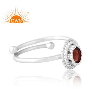 Diseño de textura 925 anillo de piedras preciosas de granate Natural de plata joyería personalizada para mujer regalo para ella - Product Image 4