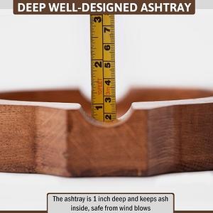 Eco-Friendly Acacia Wood Engraved <b>Ashtray</b> <b>Car</b>-friendly Easy-to-Handle Smoking Cigar Holder - Product Image 5