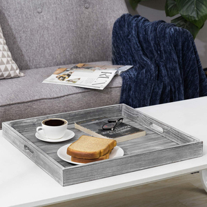 Plateau de service en bois de pin artisanal avec poignées Plateaux en bois polyvalents de qualité supérieure à des prix abordables pour le service et la décoration - Product Image 5