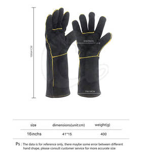 Gants de soudeur en cuir à usage extérieur Gants de soudeur en cuir de qualité supérieure Gants de soudeur en cuir avec logo personnalisé - Product Image 3