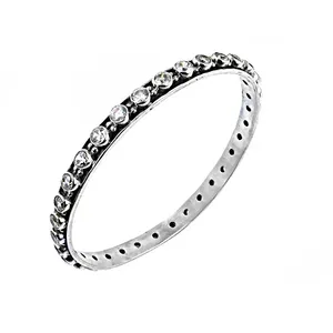 Daily Wear Women's Silver Cubic Zirconia Fashion <b>Bangle</b> <b>Bracelet</b> - Product Image 3