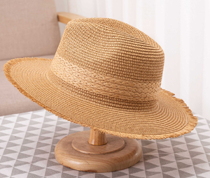 Women Bowler <b>Hat</b> <b>Summer</b> Beach Outdoor Travel Casual Striped Fashion Designer Paper Straw - Product Image 2