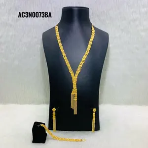 Long Necklace set gold plated online design fashion jewellery one gram Gold Plated Necklace Set-Buy Online