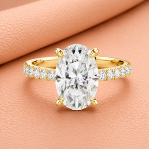 Bague de luxe en or jaune 14 carats avec diamant ovale de laboratoire, clarté VVS1-VVS2, certifiée GDTC, plaquée rhodium, pour femme, mariage - Product Image 1