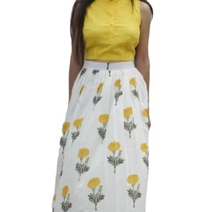 Yellow Mogra Twin Set Indian Fashion Styling Quality <b>Kurti</b> and Pants From Indian Manufacturer - Product Image 1
