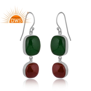 Pendientes colgantes de plata de ley oxidada de la mejor calidad, jaspe rojo Natural y piedra preciosa de Jade verde, joyería personalizada para regalo de mujer - Product Image 2