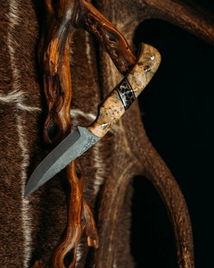 New Handmade Black Powder <strong>Coated</strong> <strong>Blade</strong> With Wood Handle Hunting Knife Gift For Your Father &amp; Friend.