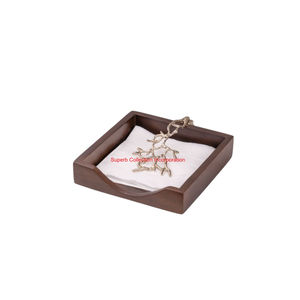 Porte-serviettes en bois de noyer artisanal avec des outils de conception en bambou au nickel antique pour la table à manger et la décoration de cuisine - Product Image 5