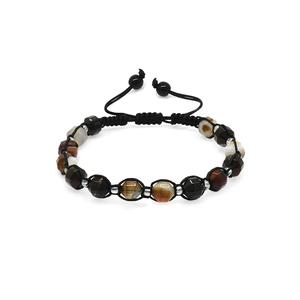 Bracciale da uomo in pietra naturale in agata madmati con taglio intrecciato in macramè - Product Image 2