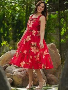 New Trendy Boho Summer Casual Dress for Women Hand <b>Block</b> <b>Printed</b> Floral Cotton Dress Perfect Gift for Her - Product Image 5