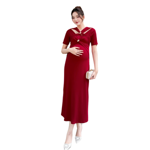 Vestido de maternidad anticontracción de alta calidad para niñas de tela cómoda suave absorbente de sudor de invierno V1211 - Product Image 1