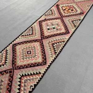 Turkish 2.8x12 ft Rug, Vintage <b>Runner</b> Rug, <b>Red</b> Floral Rug - Product Image 2